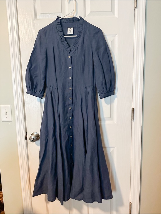 Son de Flor Dresses & Skirts - Son De Flor Ophelia Moonlight Blue Linen Dress XXS